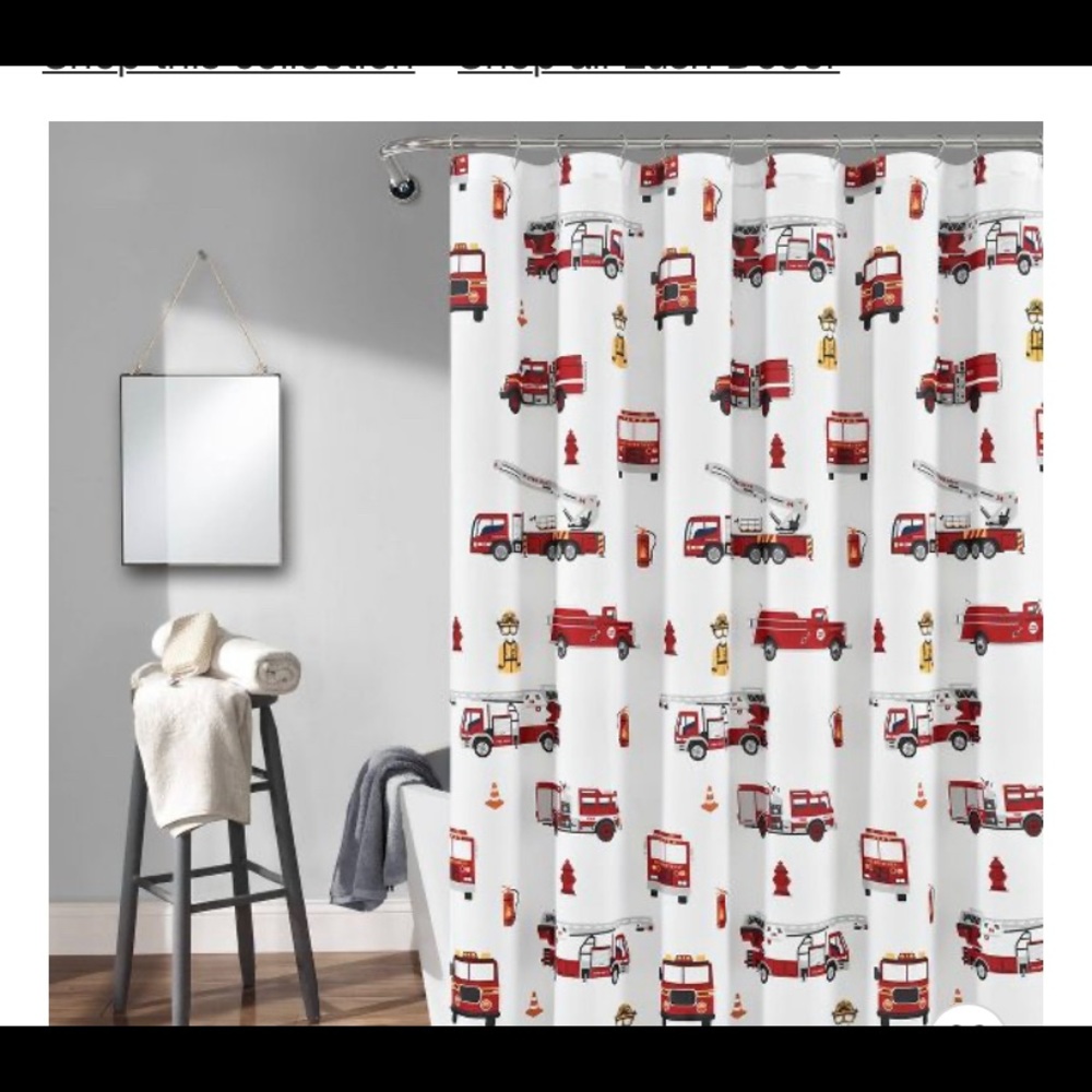 Make A Wish Fire Truck Shower Curtain Single